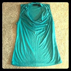 Aqua Scoop-Neck Sleeveless Blouse